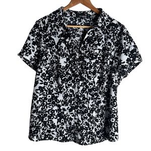 Laura Plus Petites Ruffle Floral Black White Blouse Top 16